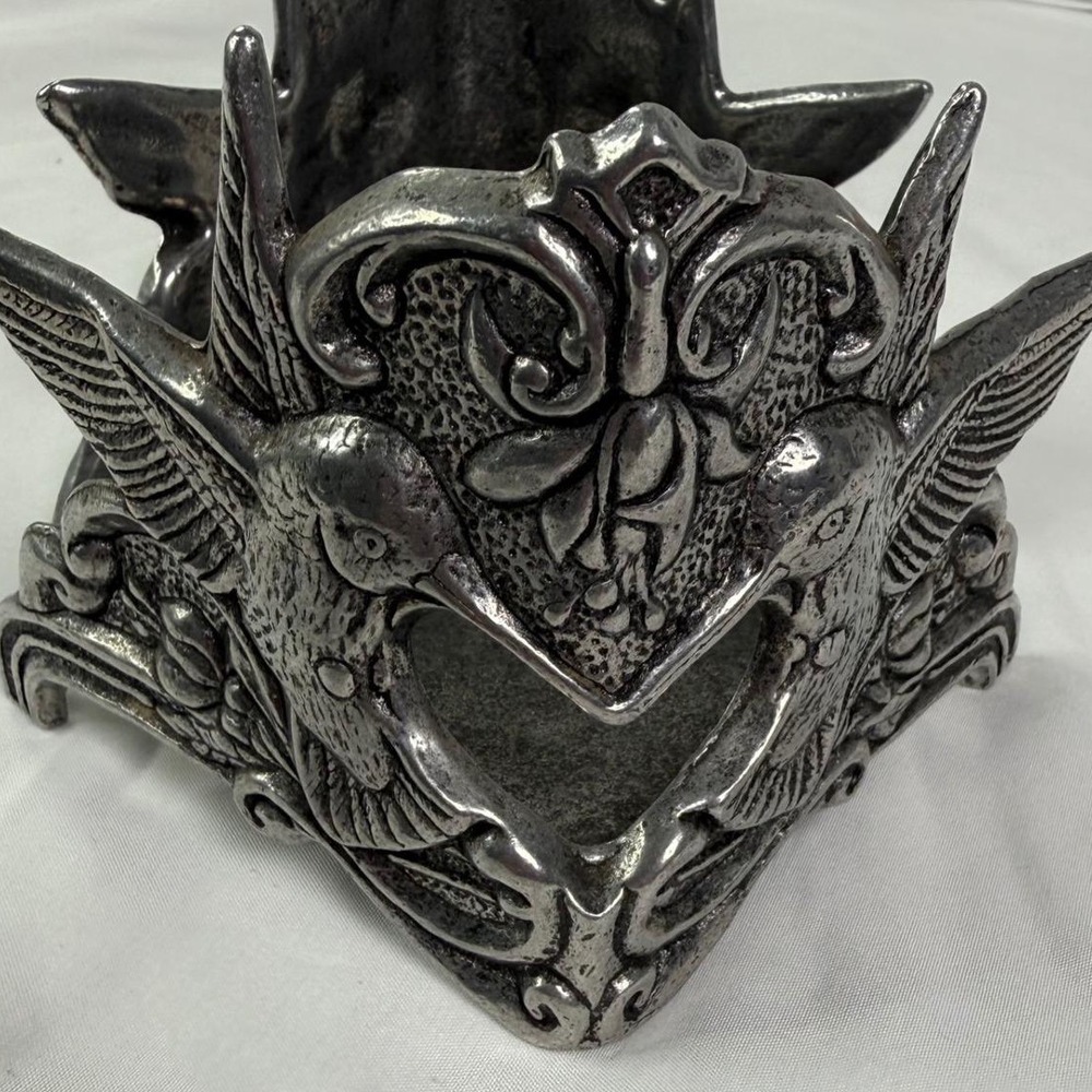 1997 Carson Pewter Hummingbirds Large Jar Candle Holder Stmped